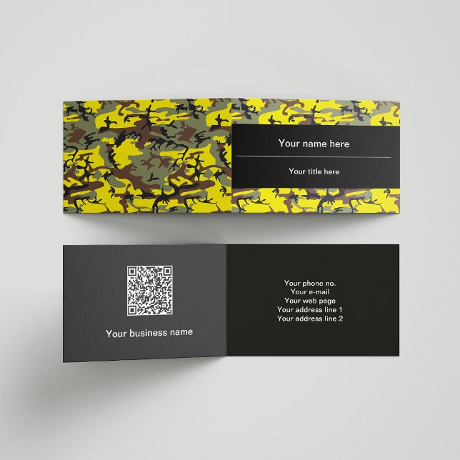 Cartão De Visita Camuflagem Amarela e Marrom, Militar, Exército (Criador carregado)
