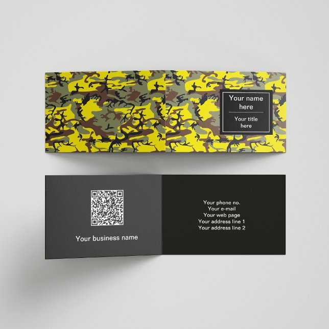 Cartão De Visita Camuflagem Amarela e Marrom, Militar, Exército (Criador carregado)