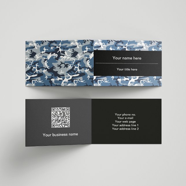 Cartão De Visita Camuflagem Azul da Neve de inverno, Militar, Exérc (Criador carregado)