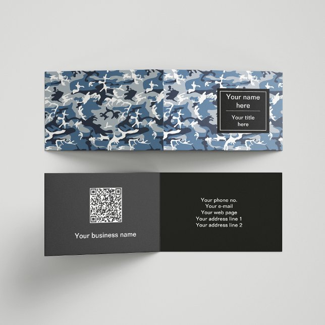 Cartão De Visita Camuflagem Azul da Neve de inverno, Militar, Exérc (Criador carregado)