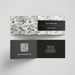 Cartão De Visita Camuflagem Cinza, Camuflagem de Inverno, Camuflage