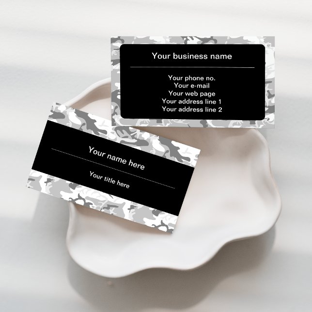 Cartão De Visita Camuflagem de Cinzas de inverno, Militar, Exército (Criador carregado)