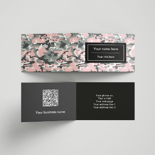 Cartão De Visita Camuflagem rosa e Cinza, Militar, Exército