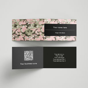 Cartão De Visita Camuflagem rosa e verde, Militares, Exército