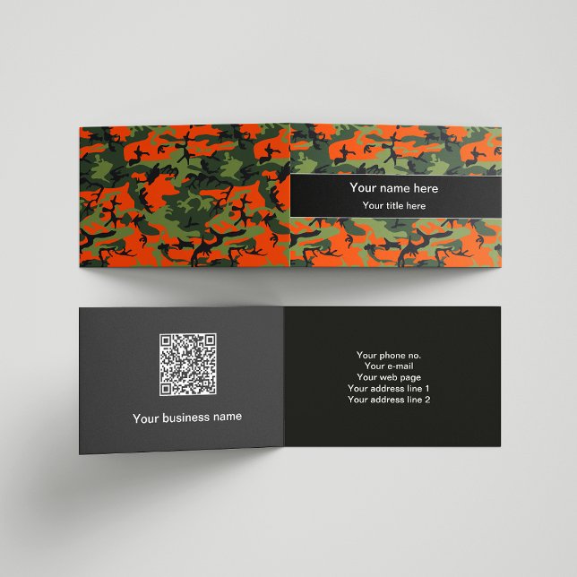 Cartão De Visita Camuflagem Verde Laranja, Militar, Exército (Criador carregado)