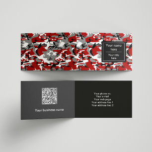 Cartão De Visita Camuflagem Vermelha e Cinza, Camuflagem, Militar, 