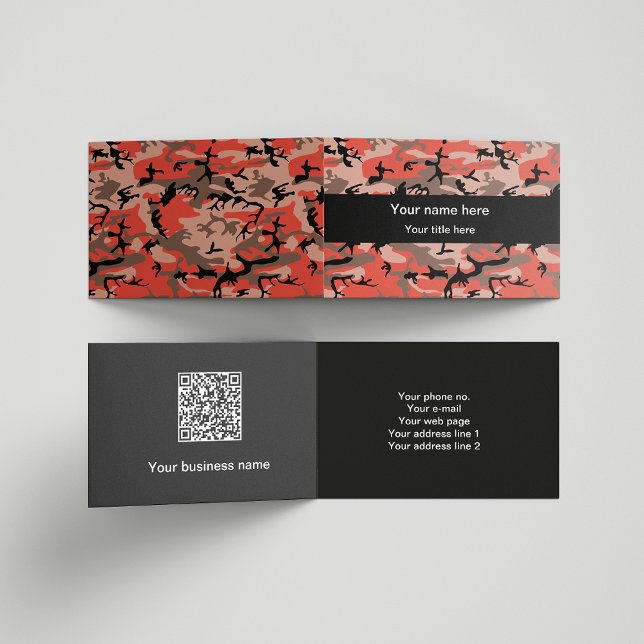 Cartão De Visita Camuflagem Vermelha e Marrom, Militar, Exército (Criador carregado)