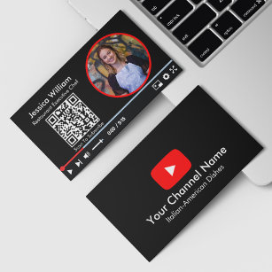 Cartão De Visita Canal do Vlogger Youtube com código QR preto
