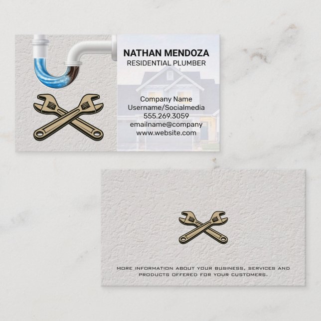 Cartão De Visita Canalizador Residencial | Pipes Bloqueados | Molas (Frente/Verso)