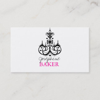 Cartão De Visita candelabro minniemay+ corações preto e rosa do