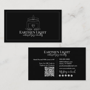 Cartão De Visita Candle Botânico QR Code Minimalista e Moderno