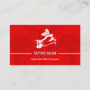 Cartão De Visita Caneta Arma Vermelha Tatuagem Moderna Minimalista