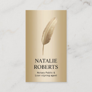 Cartão De Visita Caneta de Quill Dourada Moderna do Agente de Assin