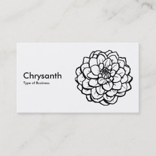 Cartão De Visita Caneta e Dália de Tinta - Preto em Branco