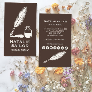 Cartão De Visita Caneta Tinta Pena de Pena de Logotipo Notário Públ