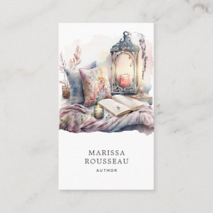 Cartão De Visita Canto de Leitura de Cores Watercolor do Autor Writ