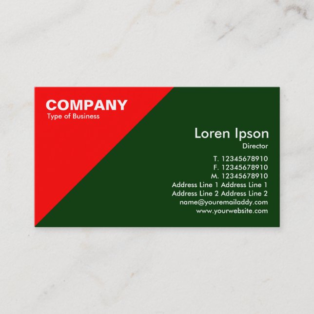 Cartão De Visita Canto Triangular Vermelho - Verde Escuro (003300) (Frente)