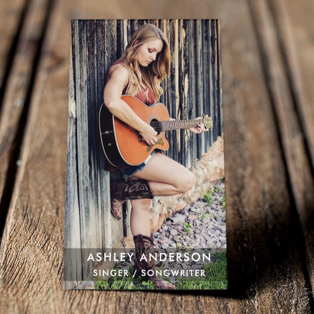 Cartão De Visita Cantor Musical Moderno Negro (Customize to change background color of back of card, text size or text style.)