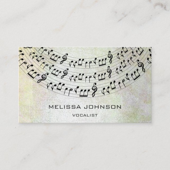 Cartão De Visita Cantor músico Componente Pianista Pastel Metálico (Frente)