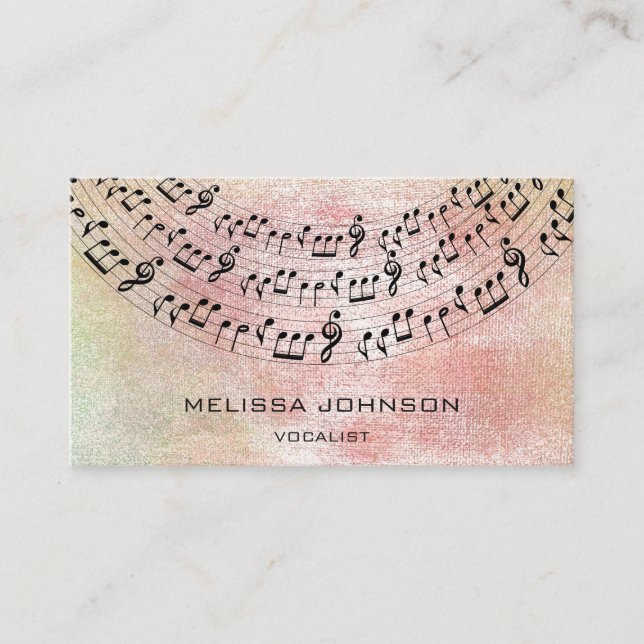 Cartão De Visita Cantor músico Componente Pianista Peach Pastel (Frente)