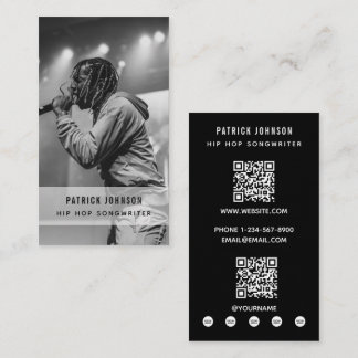 Cartão De Visita Cantor Músico Compositor Foto Hip Hop 2 Código QR