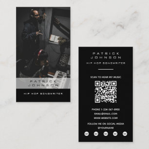 Cartão De Visita Cantor Músico Compositor Foto Hip Hop Código QR