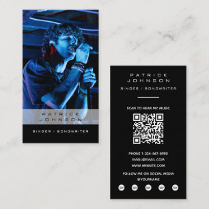 Cartão De Visita Cantor Músico Compositor Música Foto Código QR