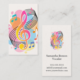 Cartão De Visita Cantor Vocalista Logotipo de Clave Musical