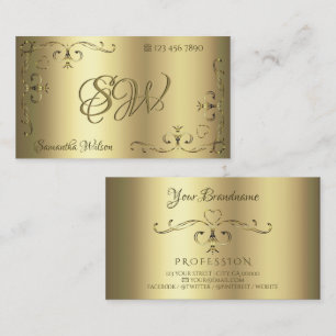 Cartão De Visita Cantos de Ornamentado Dourado luxuosos com Ouro de