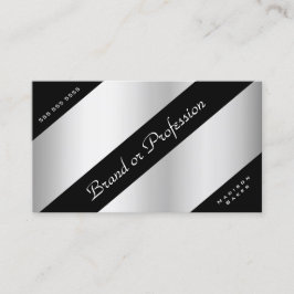 Cartão De Visita Cantos Pretos de Efeito Silver Elegante nas Horas