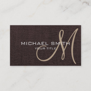 Cartão De Visita Canvas do Monograma Elegante Castanho Escuro