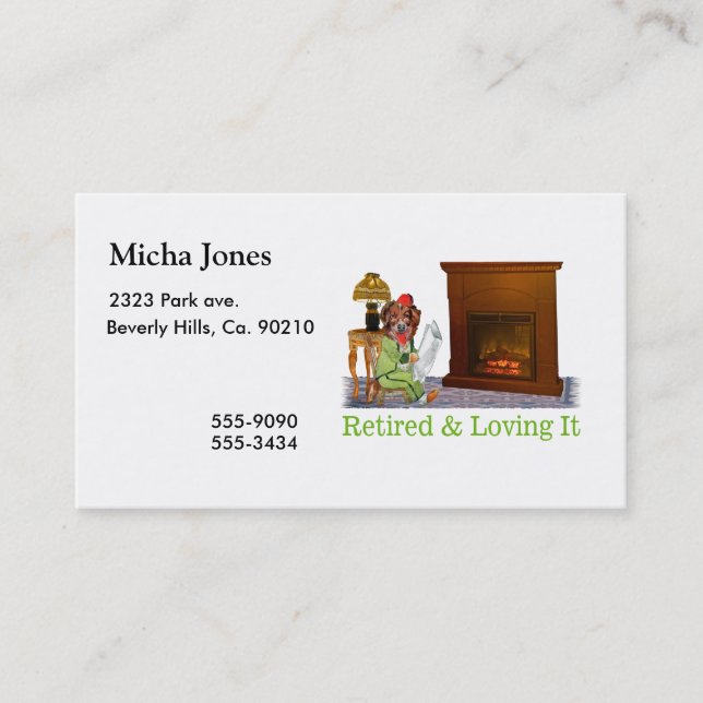 Cartão De Visita Cão aposentado que Lounging pelo fogo (Frente)