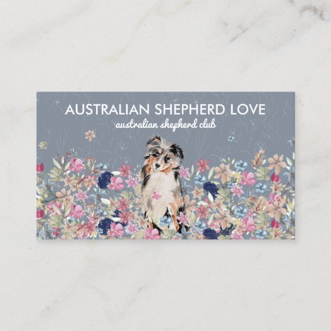 Cartão De Visita Cão Australian Shepherd Aussie (Frente)