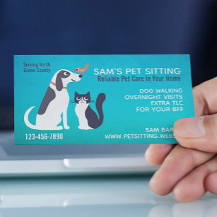 Cartão De Visita Cão Cachorro Gato e Pássaro   AMANTE DE OS ANIMAIS