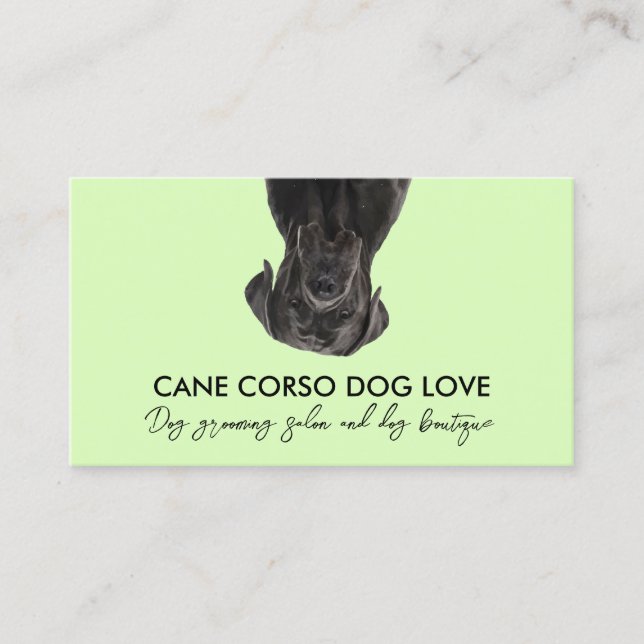 Cartão De Visita Cão Cane Corso Preto Verde (Frente)