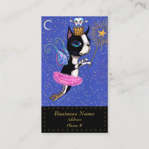 Cartão De Visita Cão de Leite de Dente Boston Terrier Pink Tutu Cr