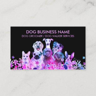 Cartão De Visita Cão de passeador de pet Sitter petcare preto roxo