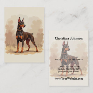 Cartão De Visita Cão Doberman Pinscher Marrom Ferrugem Vermelho