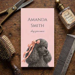Cartão de Visita Cão Groomer Poodle Fofo Blush Ros