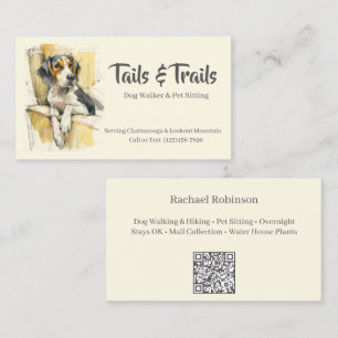 Cartão De Visita Cão Guia Estiloso Pet Sitter aquarela