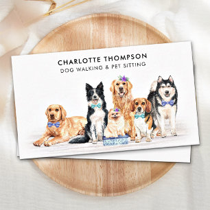 Cartão De Visita Cão Walker Pet Sitter Groomer Cachorro Aquarela