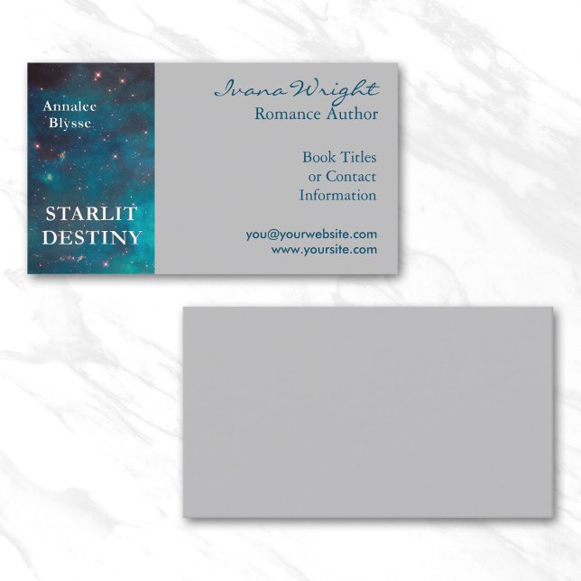 Cartão De Visita Capa de Livro Cinza Autor (Gray Book Cover Author Business Card)