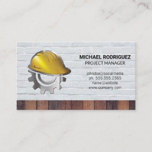 Cartão De Visita Capacete de Construção Tijolos Construtores