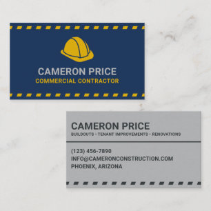 Cartão De Visita Capacete de Contratante Comercial Azul Escuro