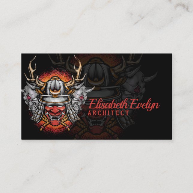 Cartão De Visita Capacete Samurai com máscara de oni (Frente)