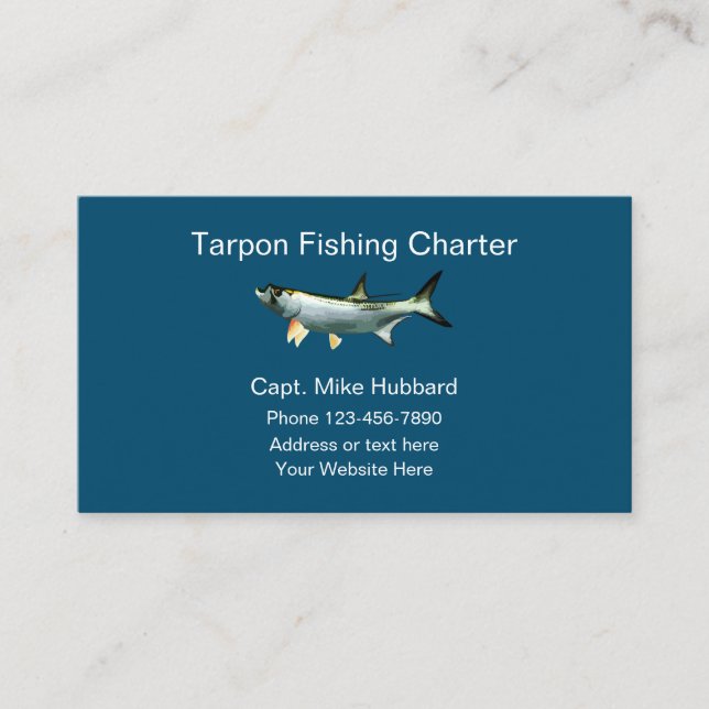Cartão De Visita Capitão de Barcos de Pesca Tarpon (Frente)
