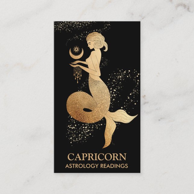 Cartão De Visita *~* Capricórnio Zodiac Astrologia Lê Preto (Frente)