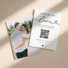 Cartão De Visita Captura Minimalista do Amor QR Foto Coração