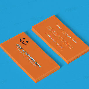 Cartão De Visita Cara de Abóbora Personalizada do Halloween