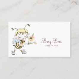Cartão De Visita Caractere de Abelhas Ocupadas com Cana-d-Água